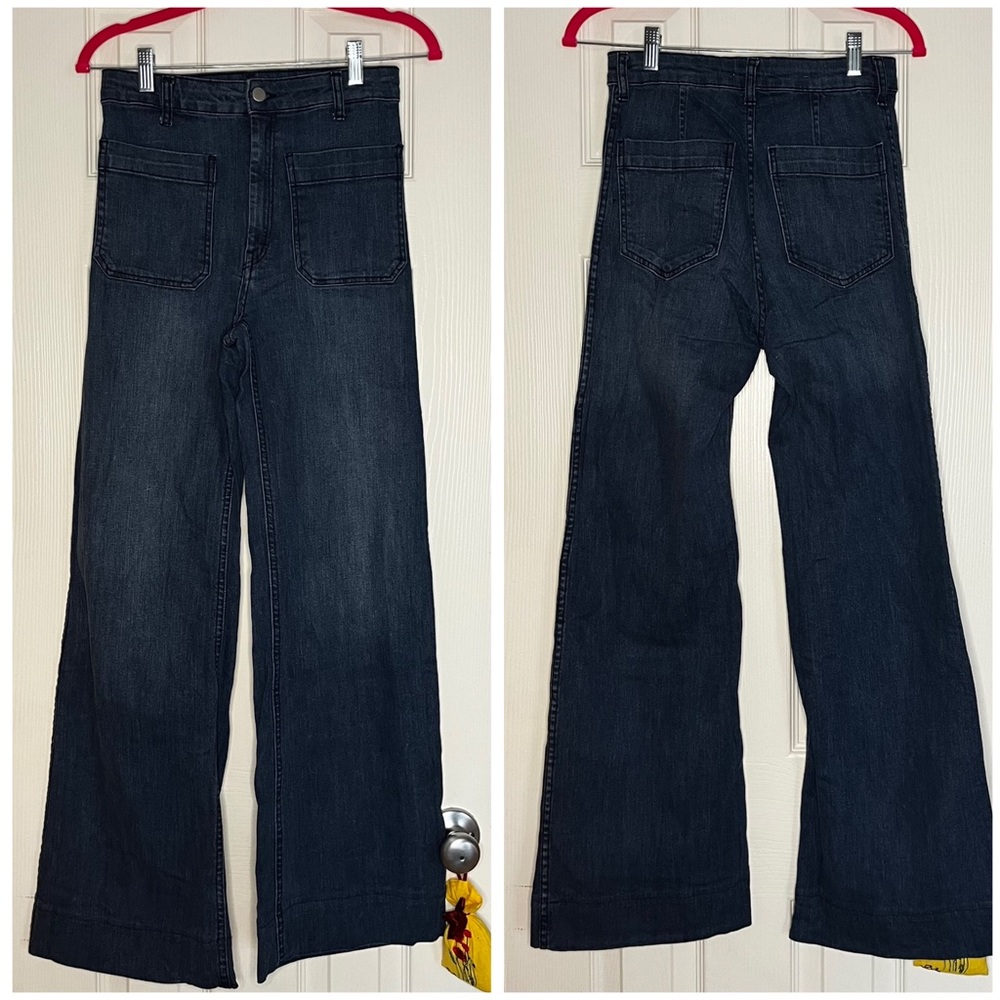 H&M Dark Wash High Rise Flared Jeans, Worn Once